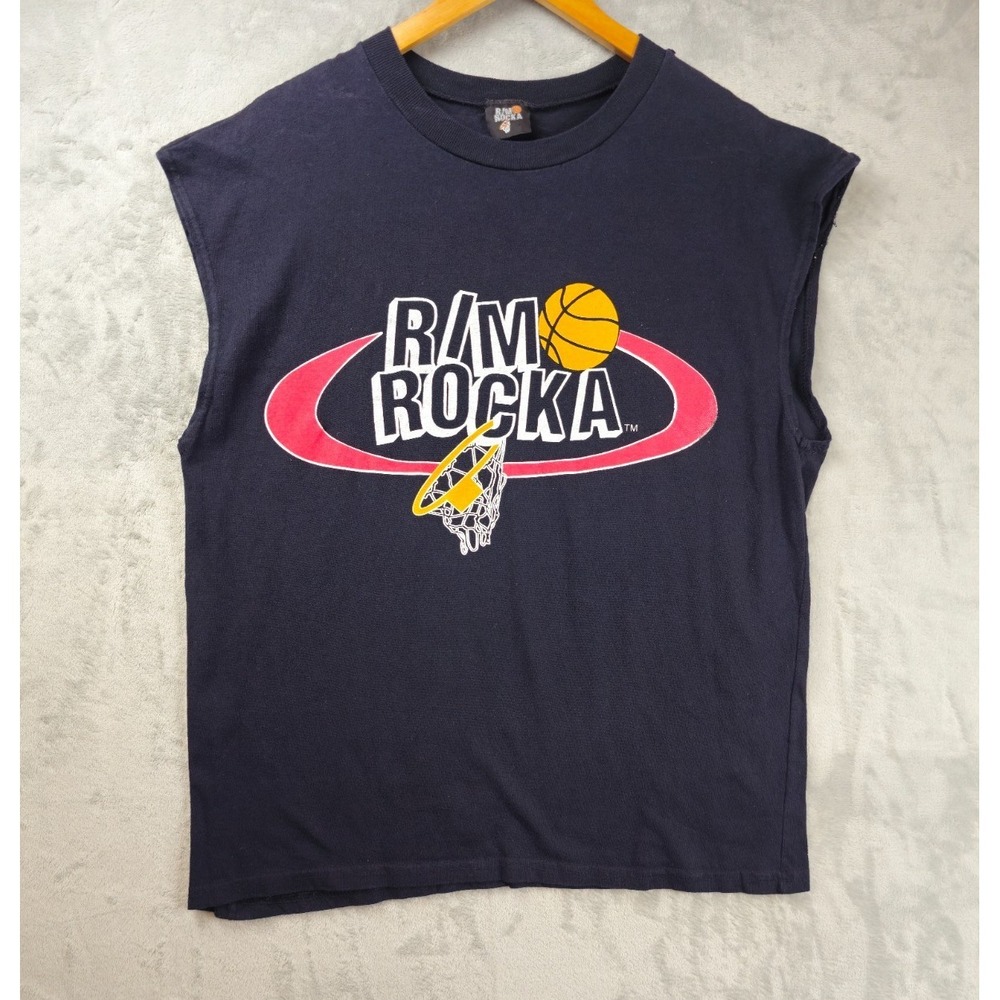 Vintage Rim Rocka Basketball Hoop Graphic Muscle T-Shirt Size Medium USA Made